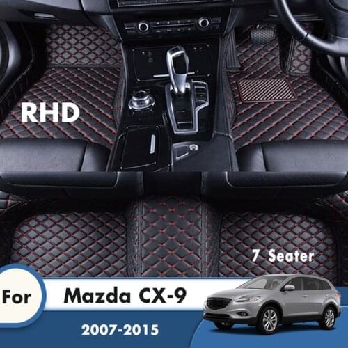 RHD Custom Car Floor Mats For Mazda CX-9 2015 2014 2013 2012 2011 2010 2009 2008 2007 7 Seater Car Styling Carpets Covers Rugs