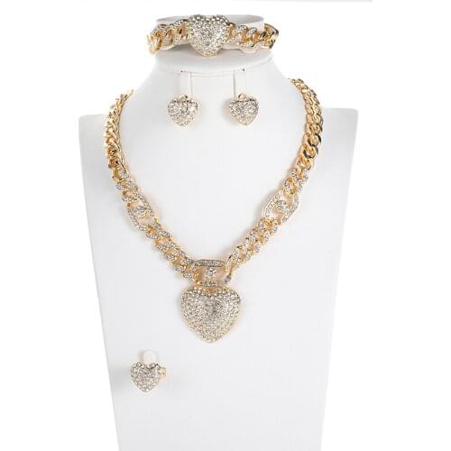 Luxury Jewelery Set African Earrings For Women Flower Jewelry Necklace Rings Bracelet Dubai Bridal Gold Plated Set 24K Wedding