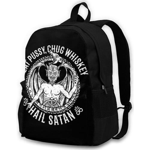 Satanism 63 Eat Pussy Whiskey Hail Satan Adult backpacks, leisure bags, backpacks, storage bags, men women backpacks