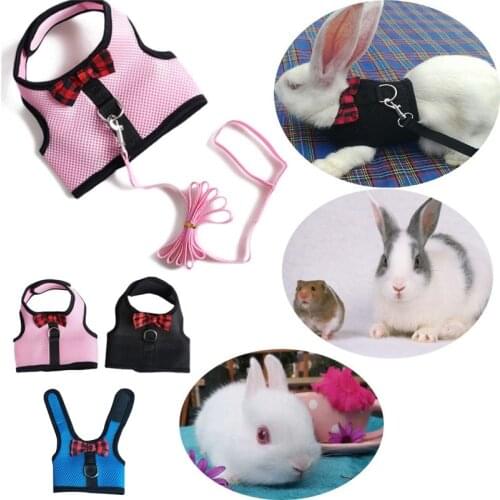 Rabbits Hamster Vest Harness With Leas Bunny Mesh Chest Strap Harnesses Ferret Guinea Pig Small Animals Pet Accessories S/M/L 4