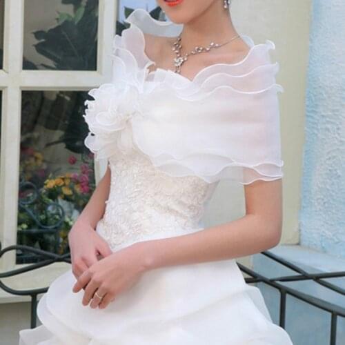 Wedding Bolero Ruffles Short Women Bridal Cape Red White Cloak Cheap Wedding Accessories