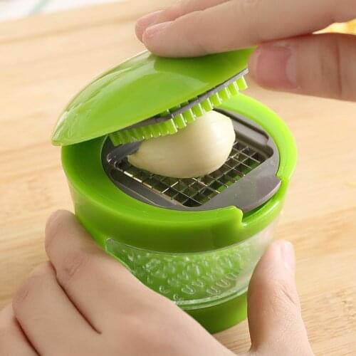 Garlic Grater Mini Portable Abs Stainless Steel Garlic Press Vegetable Cutter Slicer Manual Juicer Grinder Kitchen Tool