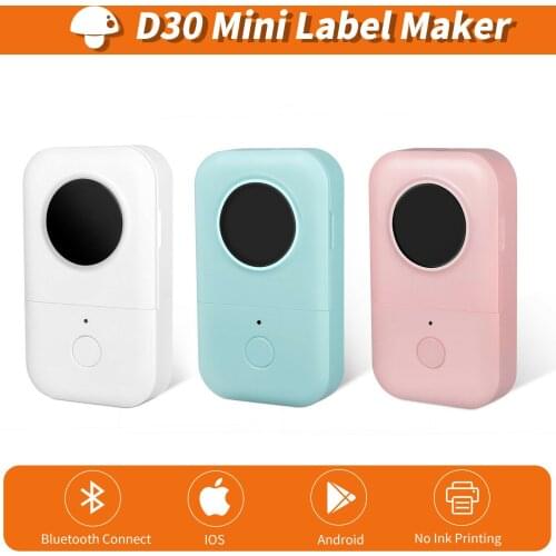 Phomemo D30 Thermal Printer 1D/OR Code Labels Inkless Bluetooth Name Label Maker Pocket Little Picture Printers for School Home