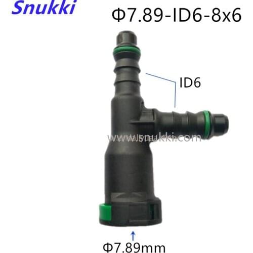 7.89mm ID6 Tee connector special for Chevrolet Captiva auto Fuel line quick connector black plastic fittings two pcs one lot
