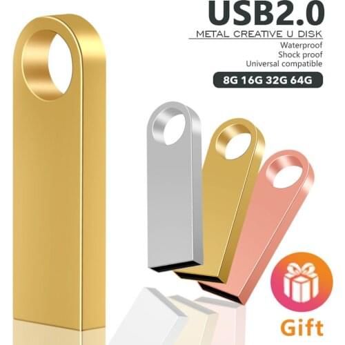 Metal Memoria Usb Flash Drive 32GB Pendrive 128GB 64GB Waterproof Pen Drive 16GB 8GB Flash Usb 2.0 Cle Usb Stick Custom Logo