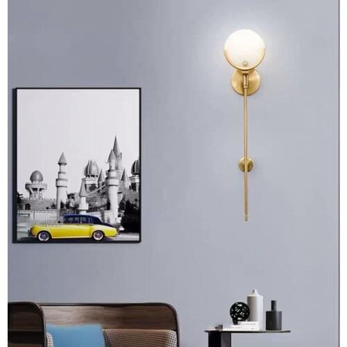 All copper light living room wall lamp bedroom bedside lamp creative Nordic postmodern staircase lamp aisle bathroom led Lights