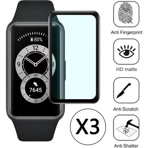 3Pack 9D Full Curved Edge Screen Protective Film Cover For Huawei Honor Band 6 Watch Screen Protector for Honor Band 6 Not Glass