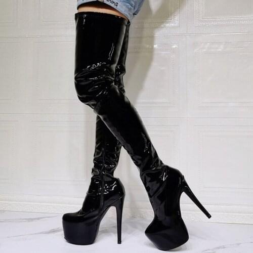 Thick Platform Over Knee Boots Black High Heel New Womens Boots Thigh High Long Sexy Shoes Customized Big Size 47