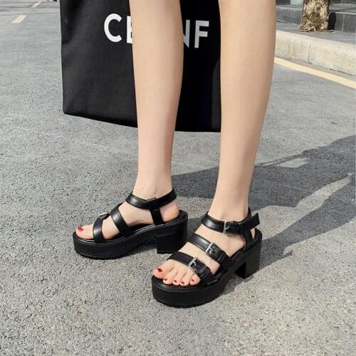 Vintage Punk Rock Gothic Sandals fashion sandals 2020 Platform shoes Chunky sandalen dames 2020 Gladiator Sandals women LJB11