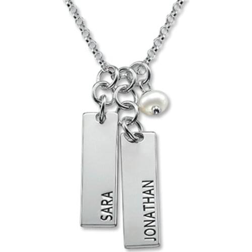 AIYANISHI 925 Sterling Silver DIY Engraved Pendants & Necklaces Women Personalized Name Bar Jewelry For Women Necklace