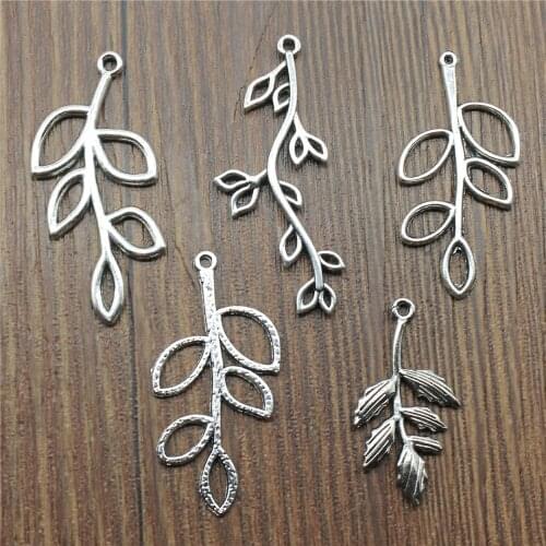 10pcs Branch Charms Antique Silver Color Branch Charms Pendants For Bracelets Tree Leaves Charms Making Jewelry