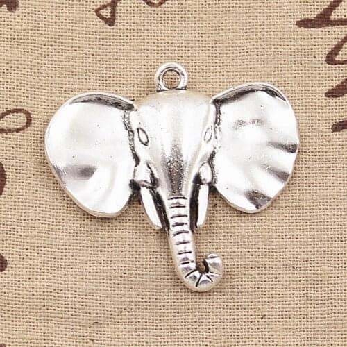 2pcs Charms Big Ear Elephant 44x40mm Antique Silver Color Plated Pendants Making DIY Handmade Tibetan Finding Jewelry