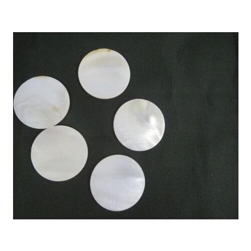 20Pcs Inlay material round shell dots white mother of pearl shell blanks 40*40mm