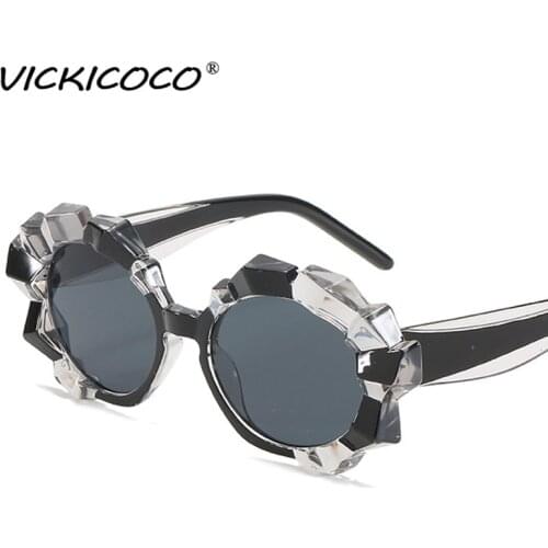 2021 Fashion Irregular Crystal Round Sunglasses Women New Personality Punk Sun Glasses For Men Luxury Party Shades UV400 Oculos