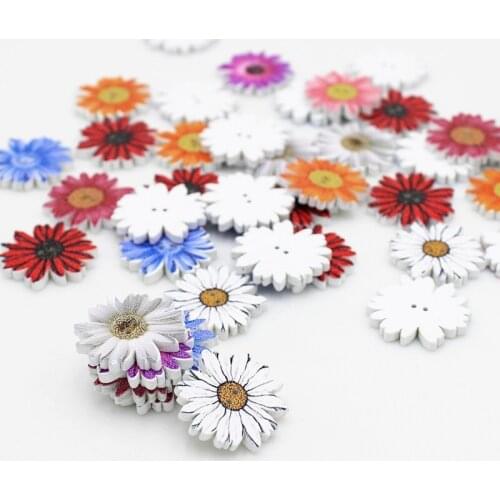 50Pcs/pack 20mm New Multicolor chrysanthemum button 2 Holes Buttons Scrapbooking Wood Sewing Accessories