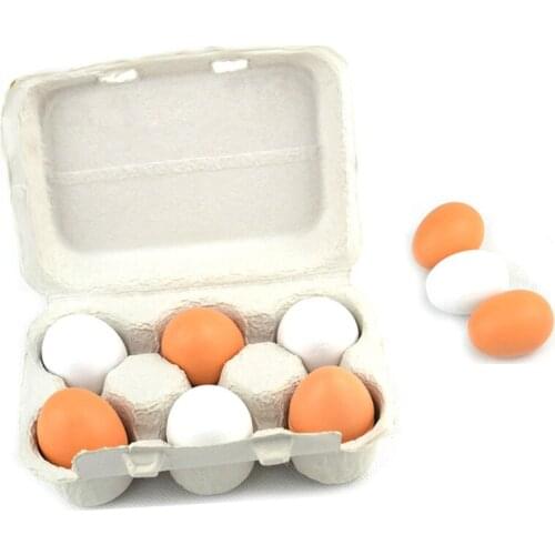 6pcs Play Kitchen Set for Kids Wooden Eggs Yolk Pretend Play Kitchen Food Cooking Children Baby Toy Funny Birthday Gift