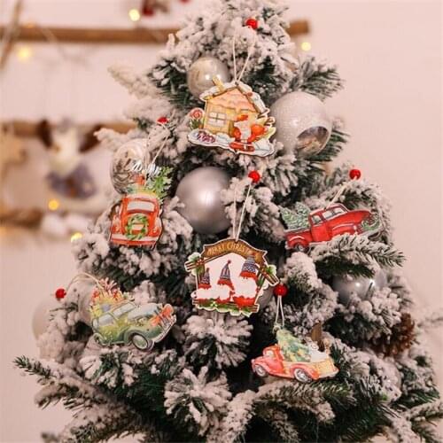 Car Ornaments Small Tree Hanging Pieces Wooden Creative Pendants Cabin 2020 New Christmas Festival Holiday Decorations