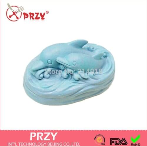 Freeshipping dolphin family Soap mold & fondant Cake decoration mold High-quality Handmade soap mold
