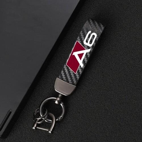 High-Grade Leather Car KeyChain 360 Degree Rotating Horseshoe Buckle Jewelry Key Rings for audi A6 car Accessories