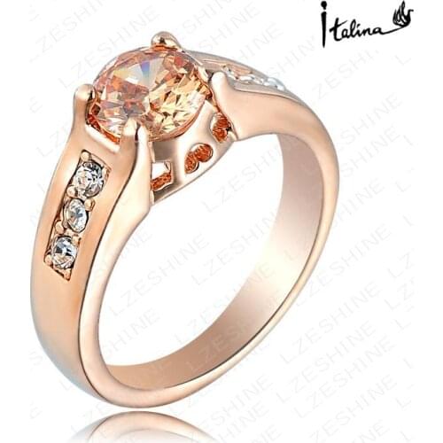 Brand TracysWing Genuine Austria Crystal Rose Gold Color Rings for Women healthy Anti Allergies #RG93405yellow