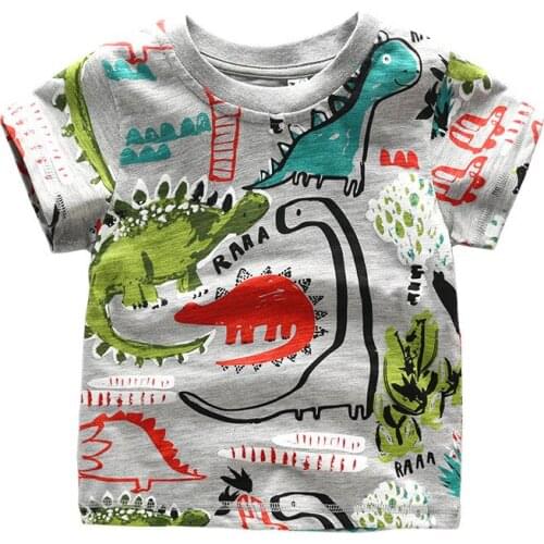 High-quality Brand Summer boys girl t shirt Jurassic World dinosaur Print 100% Cotton Kids Tees tops baby Clothes Child clothing