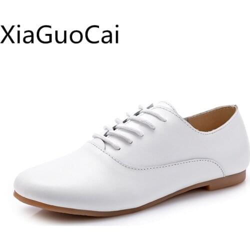 Brand Fashion Women Flats Lace Up Casual Oxfords Ballerina Female Casual Shoes Moccasins White Shoes Drop Shipping Lu7 35