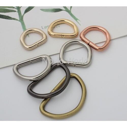 50 pieces 7 sizes 4.0mm wire 16-20-25-32-38mm rose gold Non-welded D ring for suitcase round edge d ring purse accessories