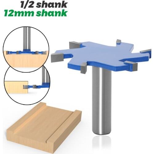 1PC 1/2" 12.7MM 12MM Shank Milling Cutter Wood Carving 6 Edge T Type Slotting Cutter Woodworking Tool Router Bits For Wood