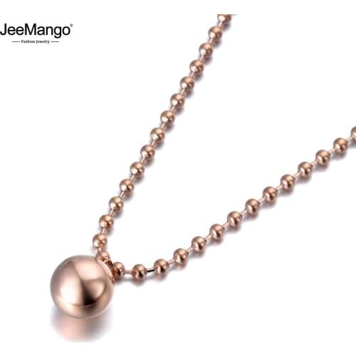 JeeMango Original Design Geometric Round Ball Pendant Necklaces For Women Titanium Steel 26 Inches Long Sweater Chain JN19152