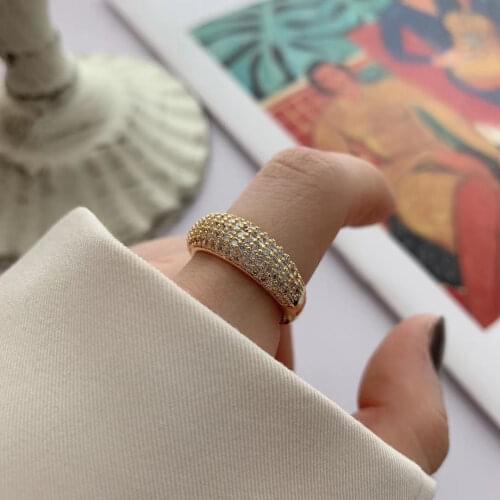 Korea Hot Sale Fashion Jewelry Exquisite Luxury Copper Inlaid Zircon Simple Circular Female Index Finger Ring