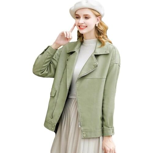 Trendy Spring Faux Leather Jacket Women Vintage Loose BF Pu Coat Female Turndown Collar Moto Biker Rivet Zipper Street Jackets