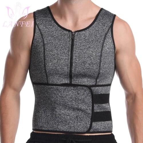 LANFEI Waist Trainer Sauna Sweat Vest with Zipper Hot Neoprene Fat Burn Compression Body Shaper Gym Tank Top Shapewear Corset