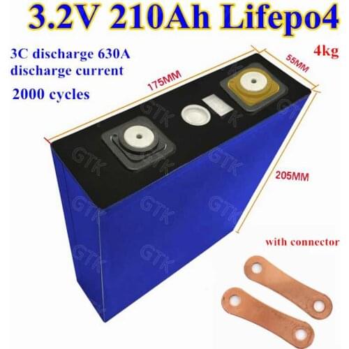 4pcs 3.2V 200A 210Ah Lifepo4 lithium battery 3C discharge for 12v RV electric car buses mortorcycl battery pack diy