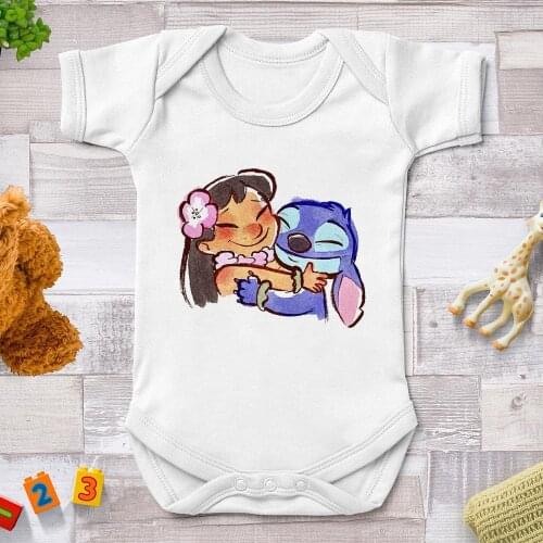 Cute Baby Clothes Baby Girl Rompers Lilo Stitch Printed Cartoon Newborn Jumpsuits Infant Baby Outfits 0-24M