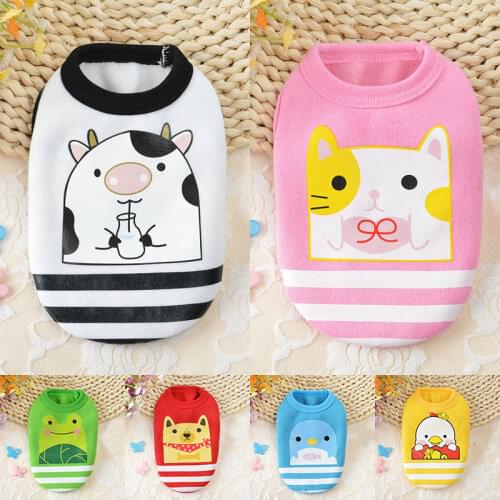 Cute Small Dog Cat Warm Vest Winter Fleece Cartoon Printed Puppy Pet Cat Dog Clothes For Small Medium Dogs T-shirts Size 3XS-S