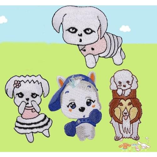 Cartoon Bear Puppy Dog Iron On Patch Embroidered Clothes Patch For Clothing Clothes Stickers Garment Apparel Accessories