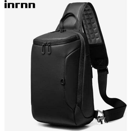 Inrnn Male Waterproof Crossbody Bags USB Charging Sling Messenger Bag Business Shoulder Bag Mens Single Shoulder Strap Chest Bag
