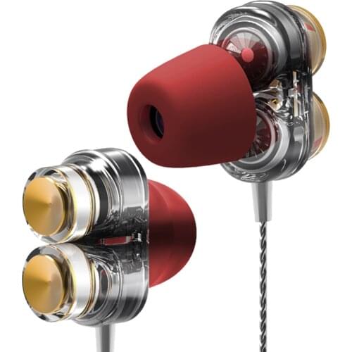 2021 New QKZ KD7 Earphones Dual Driver Sport Earphone 3.5mm Headset Hands Free with Mic Music Earphone for All Phone Pc