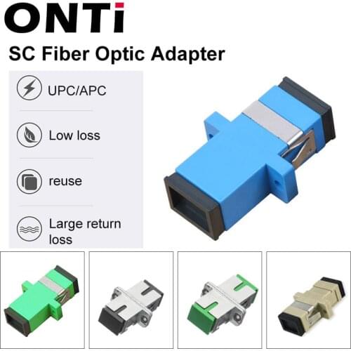 ONTi 50PCS metal Simplex Singlemode SM SC APC multimode MM fiber Coupler SC UPC connector Metal SC Fiber Optic Adapter