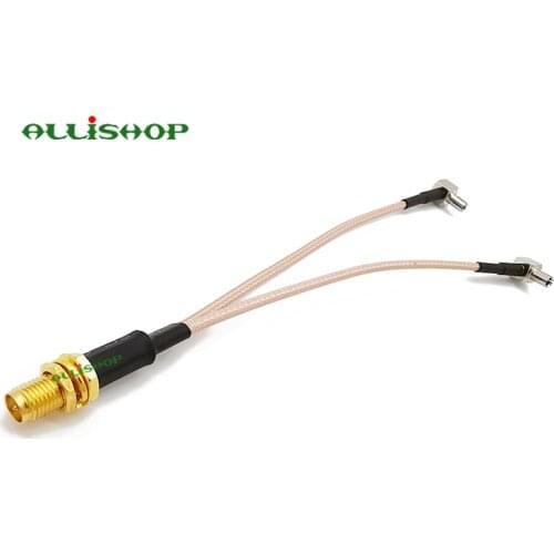 SMA -TS9 connector RP SMA Female to Y Type 2 X TS9 Male Angle Connector Splitter Combiner Pigtail Cable RG316 RF Wire