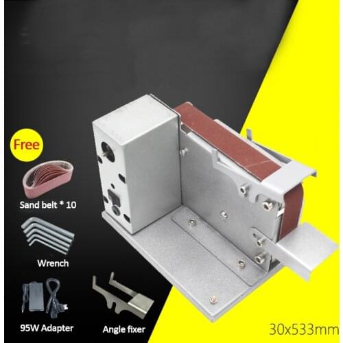 30mm Mini Belt Sander Adjustable 7-Speed Polishing Grinding Machine Edge Sharpener Machine Sanding Grinder Polisher