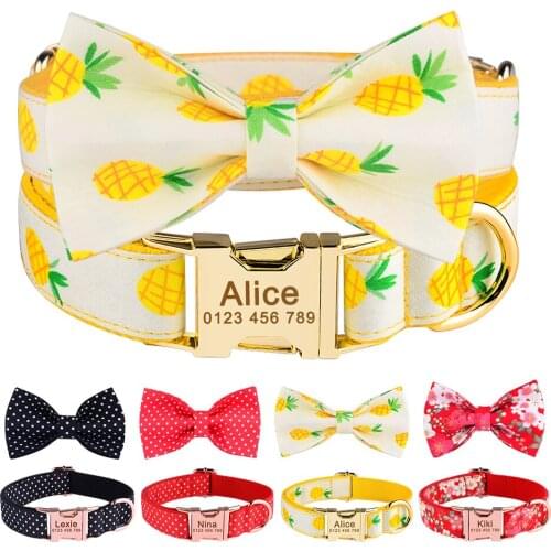 Adjustable Nylon Plaid Unisex Dog Collar Personalized Dog Collar Custom Free Engraved Collar Name ID Tag Small Large Dog Collar