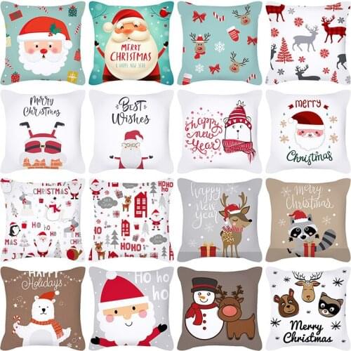 Nordic Christmas Cartoon Santa Claus Elk Cushion Cover Back Cushion Cover Pillow Case Pillow Case Sofa Car Cushion Cover