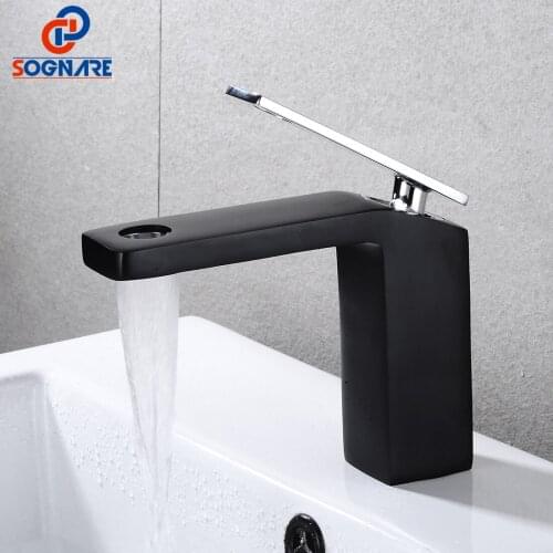 SOGANRE Basin Faucets Waterfall Bathroom Mixer Tap Brass Washbasin Faucet Single Handle Single Hole Elegant Crane For Bathroom