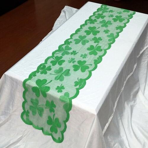 Party Decorative Table Runners Placemat Set Shamrock Pattern Tablecloth Party Supplies for St. Patricks Day JS22
