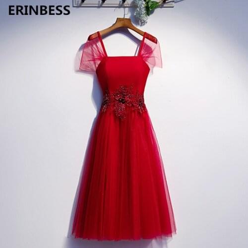 Vintage Short Prom Dresses 2020 Vestido De Festa Boat Neck Burgundy Prom Dress Tea-Length Formal Party Evening Gowns For Women