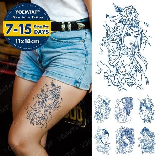 Juice Lasting Waterproof Temporary Tattoo Sticker Japanese Geisha Prajna Ink Flash Tatoo Sexy Women Arm Body Art Fake Tatto Men