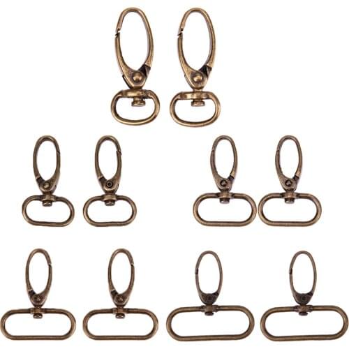 10 pcs Retro Bronze Finish Luggage Bag Buckle Lobster Clasps Dog Buckle Snap Hook DIY Sewing Handmade Key Chain Buttons