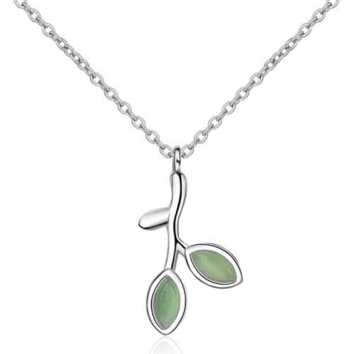 Contracted and popular individual character temperament student style leaf shape female silver plated necklaces SE075