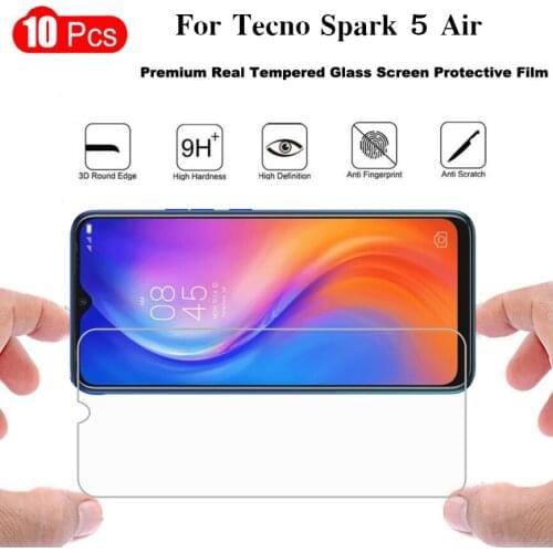 10PCS Cristal Tecno Spark 5 Air Tempered Glass For Tecno Spark 5Air Screen Protector on Tecno Spark 5 Air Glass Not Full Cover